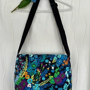 Vera Bradley Black Floral Shoulder/Messenger Bag